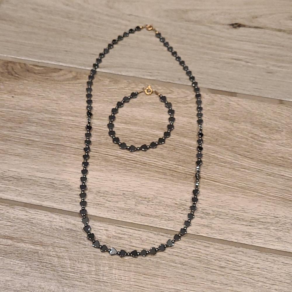 Heart necklace and bracelet combo